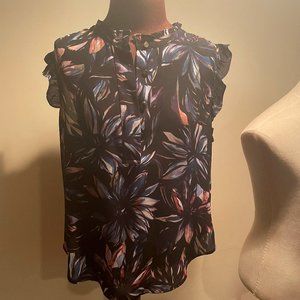 Women's  Calvin Klein Printed Quarter-Button Round-Neck Top